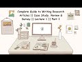 Complete Guide to Writing Research Articles || Case Study, Review &amp; Survey || Lecture 1 || Part 1