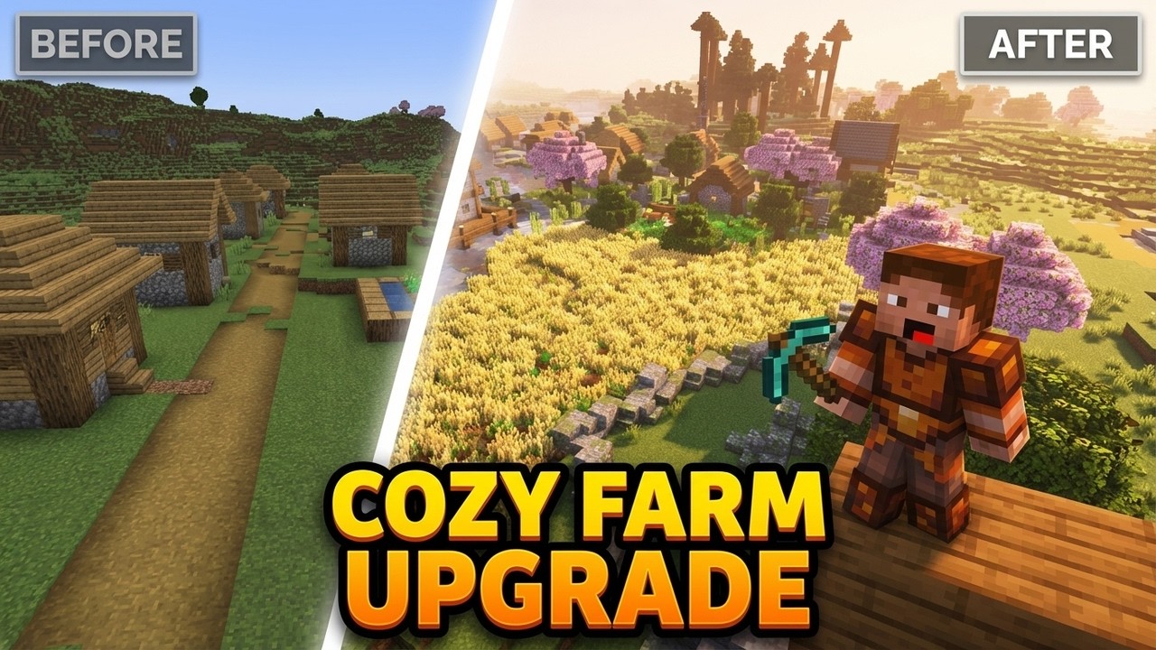 Transforming a Minecraft Village Into a Cozy Farming Town - YouTube