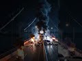 Massive Truck Jackknifes on Suspension Bridge 😱 #shorts #carcrash #viral #trending #youtubeshorts