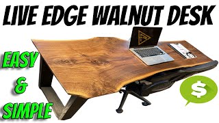 HOW TO MAKE A SIMPLE LIVE EDGE WALNUT SLAB DESK - Super Easy Walnut Slab Desk for Beginners - 2022
