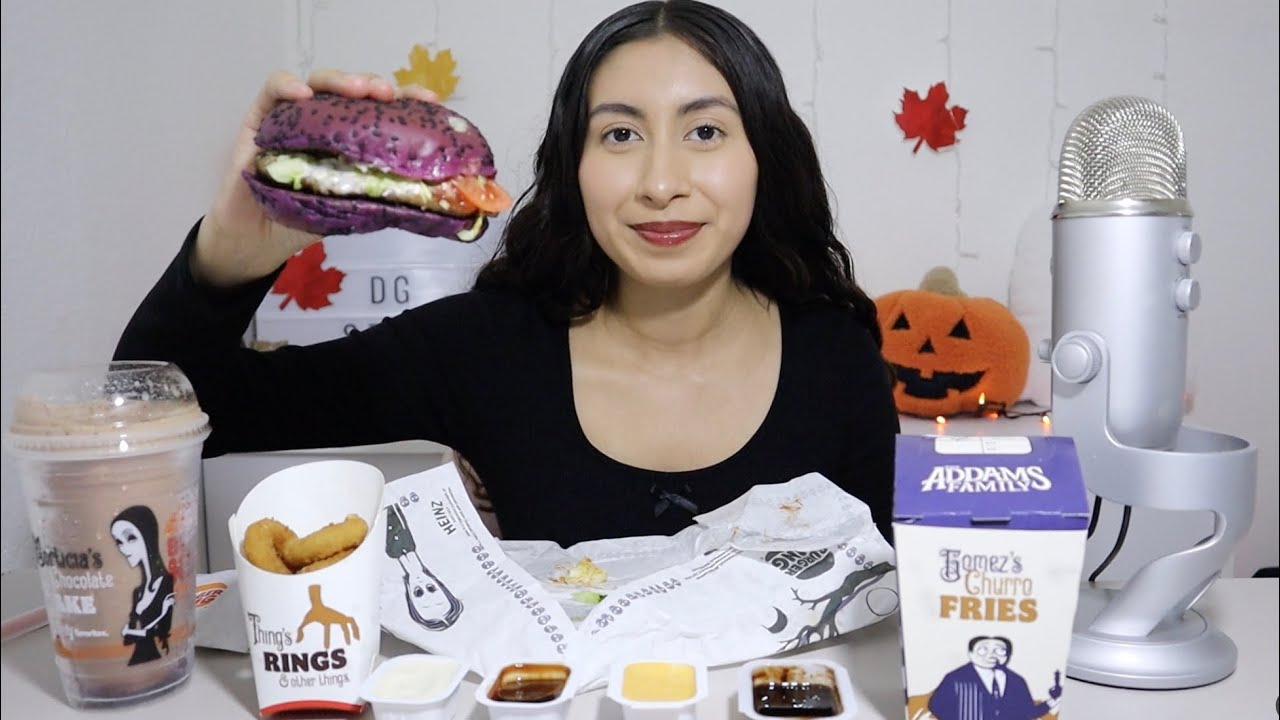 ASMR~The Addams Family Burger King Meal Mukbang!! 👻🍔