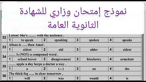 نموذج إمتحان وزاري في مادة اللغة الإنجليزية للشهادة الثانوية العامة 