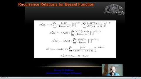 Recurrence Relations for  Bessel Function