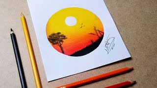 Desenhando Por do Sol com 4 cores (PASSO A PASSO) - How to Draw Sunset with 4 colors