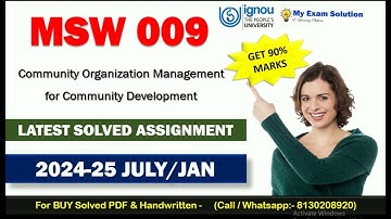 MSW 009 Solved Assignment 2024-25 |Community Organization | 90% Marks Socred|IGNOU Solved Assignment