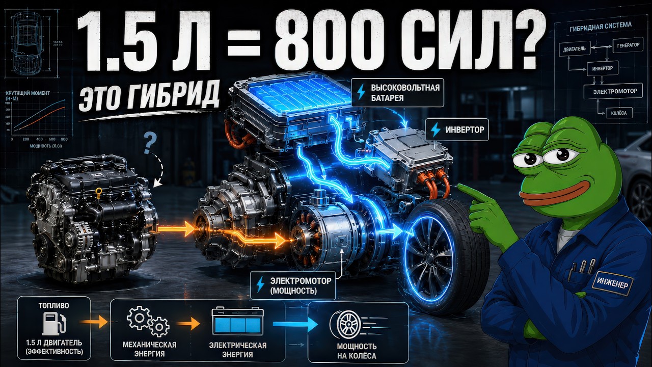 Почему маленький мотор даёт 800 сил? Как работает гибрид
