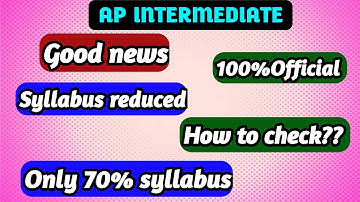 Ap Intermediate | 30%  Syllabus Reduced for Academic year 2021-22 | Ap Inter exams