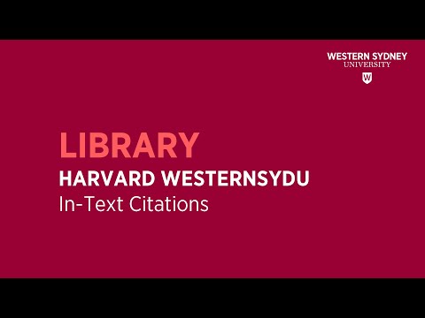 Harvard WesternSydU - In-text Citations