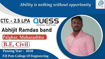 Congrats, Abhijit | Selected in " QUESS Corp " | 2.5 LPA | CIVIL ENGINEER, Passing 2020 | Palghar