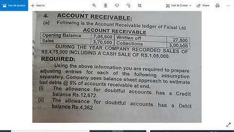 Accounts receivable 2013 Private Question 4 | BCOM KU