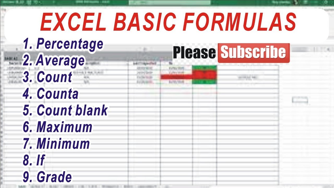 basic excel formulas and functions || basic excel formulas || excel ...
