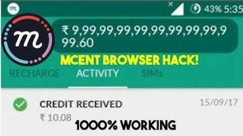 Mcent browser hack with 10ⁿ00000000% proof by Tech sibu