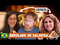 GRINGOS PROVANDO ENROLADINHO DE SALSICHA ASSADO
