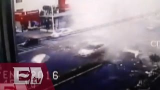 Camaras de seguridad captan la explosion en cafeteria en la Avenida Felix Cuevas Vianey Esquinca