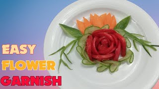 Easy Tomato and Cucumber Rose Flower Garnish | Simple Salad Design