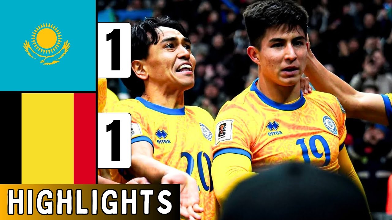 Kazakhstan vs Belgium 1-1 | Highlights | Satpayev Goal | World Cup Qualifiers | Chesnokov Red Card