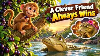 The Monkey Who Outsmarted a Crocodile! 🐒🐊 | Kids Moral Story | The Monkey And The Crocodile