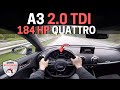 Audi A3 2.0 TDI 184HP 8V Quattro - Better than GTD? | TOP SPEED Acceleration + LAUNCH CONTROL