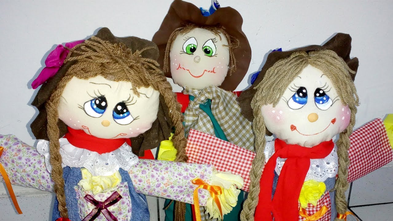 Enfeite Para Festa Junina - Espantalho(a) de Garrafa Pet