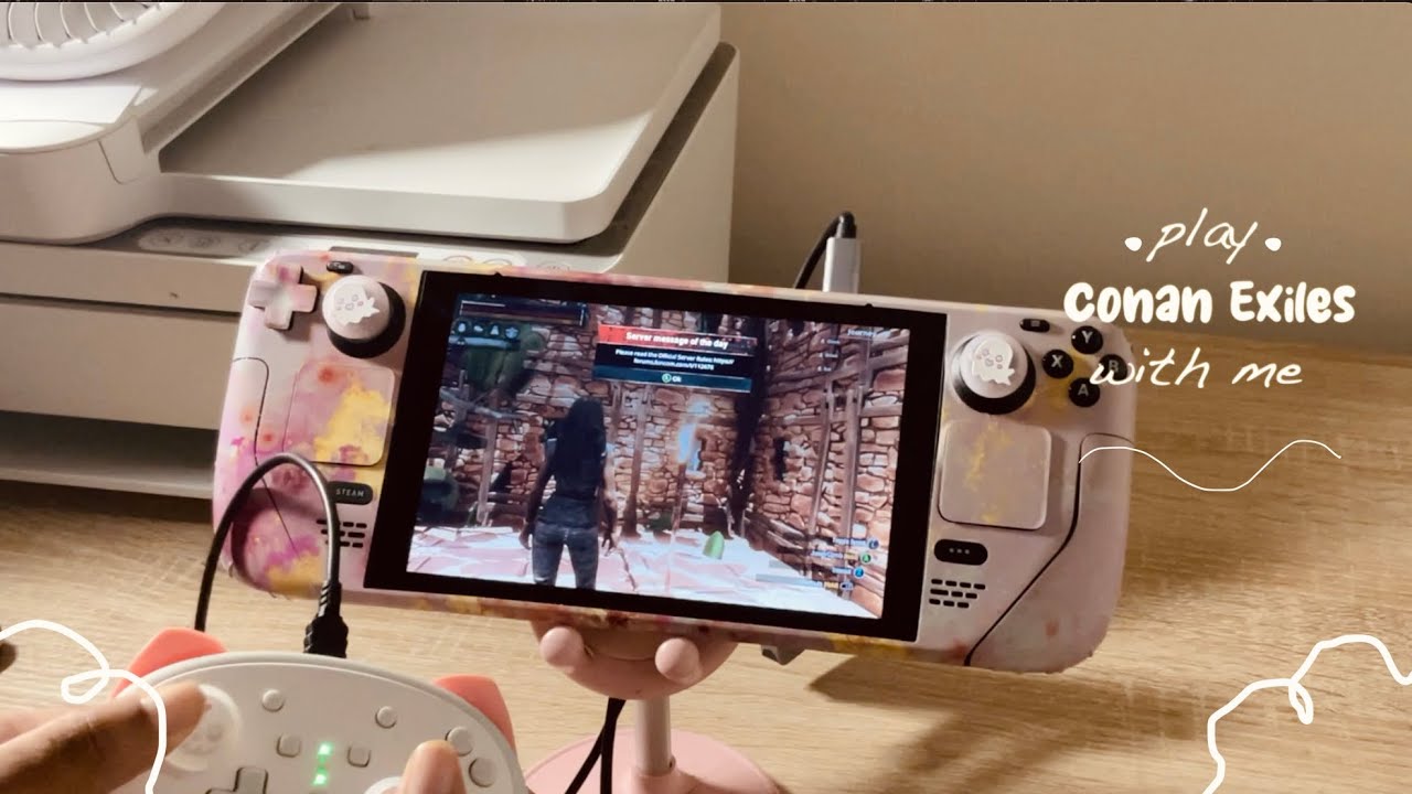 Playing Conan Exiles on Steam Deck  | Cozy Gaming | Kawaii Pink Setup