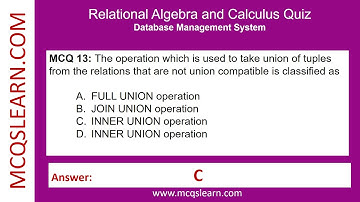 Relational Algebra Calculus Quiz Question Answer | Class 12 Algebra Calculus Notes PDF | Ch 11 Quiz