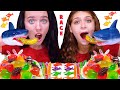 ASMR CANDY RACE WITH TOY SHARK (JELLY STRAWS, GUMMY CANDY, TIK TOK JELLY FRUIT)