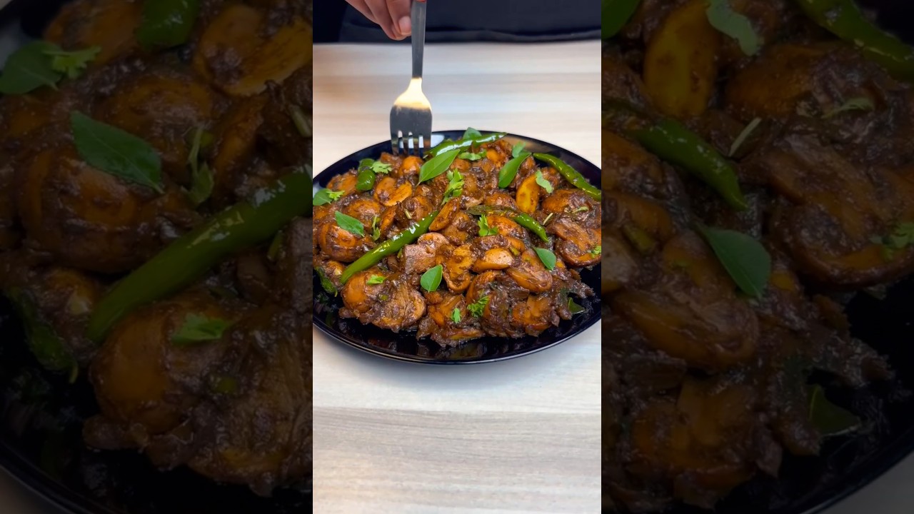 Mushroom Pepper Fry🔥| Easy & Spicy Side Dish #shorts #asmr #food #mushroomrecipe