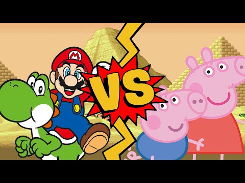 M U G E N Battles Mario Yoshi Vs Peppa Pig George Pig Super Mario Bros Vs Peppa Pig 