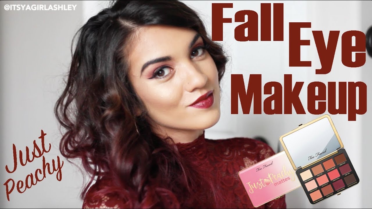 FALL BURGUNDY EYE MAKEUP | TOO FACED JUST PEACHY MATTE PALETTE