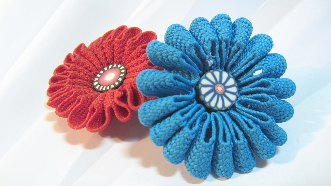 Cómo hacer flores de cinta. How to make ribbon flowers.