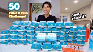 INSANE 50 McDonald's Fillet O Fish Eating Challenge! | The Most Fillet O Fish Ever Eaten!