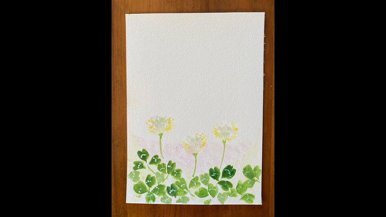 誰でも描けるハガキ絵 シロツメグサ クローバー 手書き 花 水彩画 White Clover Clover Handwriting Flower Watercolor Youtube