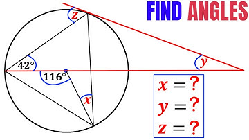 Find angles X  Y  Z regarding the Circle | Learn how to Solve this Tricky Geometry problem Quickly