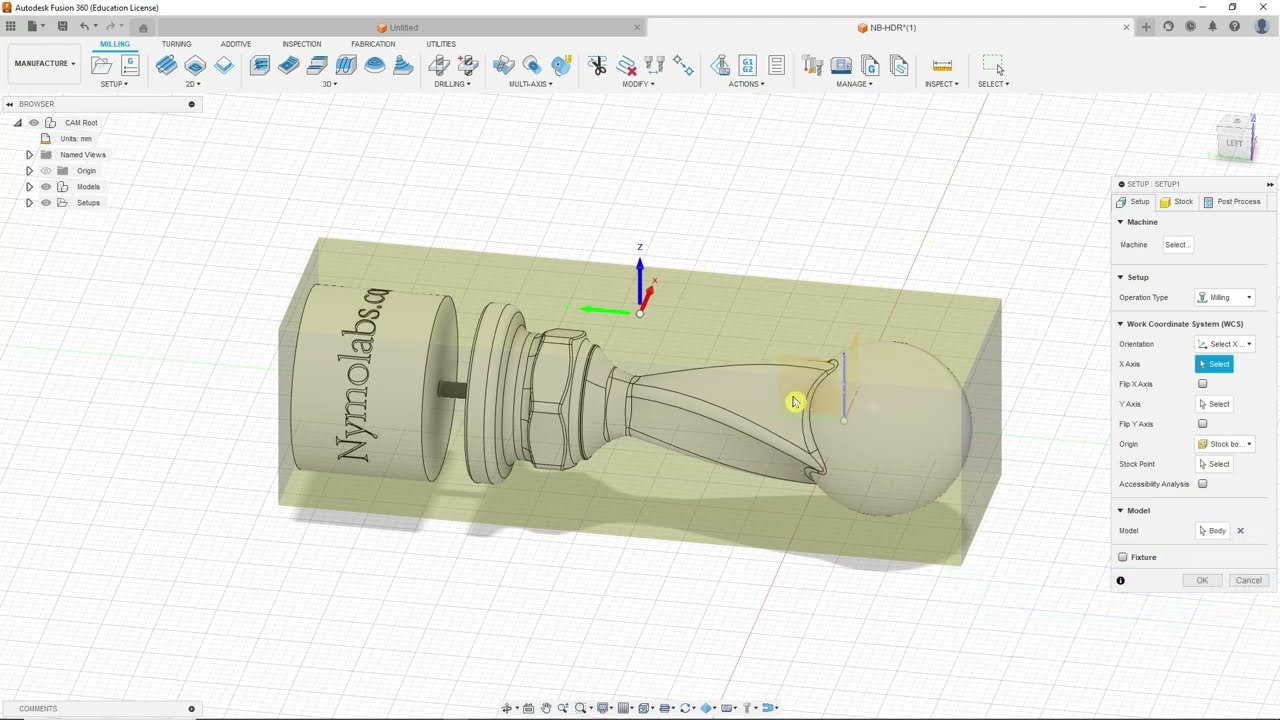 How to Use the Fusion 360 to Generate G-code for NymoLabs CNC 4th Axis - Part 1