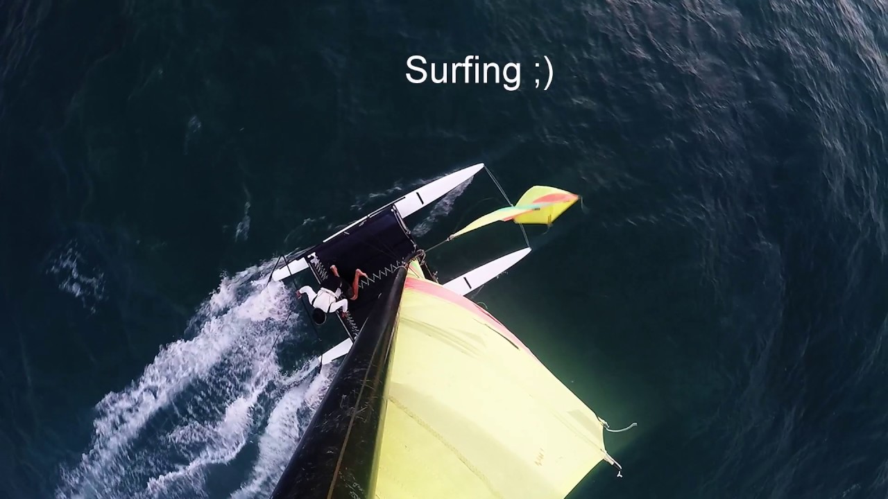 Hobie 16 30 knots GoPro Top of Mast Down View YouTube