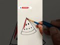How to draw and paint watermelon 🍉 #drawing #easydrawing #watermelon #shorts