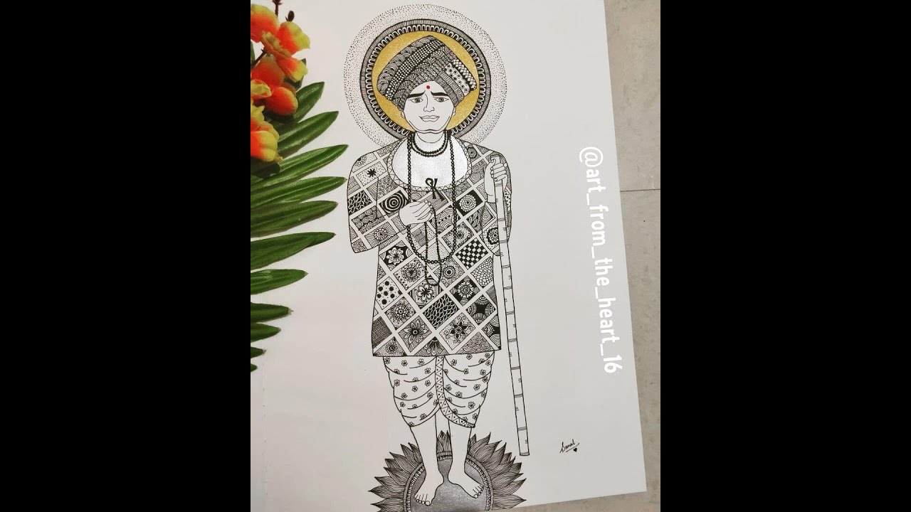 Jalaram Bapa Drawing/Mandala Art/Easy step by step - YouTube