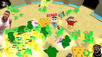 Shinchan Noob vs Pro vs Hacker in Z DEFENCE with Franklin and Chop | Shinchan kill 100000 Zombies