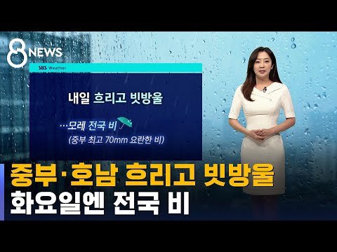 [날씨] 중부·호남 흐리고 빗방울…화요일엔 전국 비 / SBS