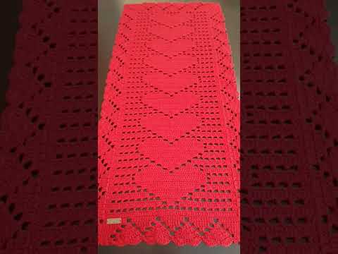 Tapete Caminho De Mesa Coração Aula Marysouzacroche Iniciante Crochet Croche 
