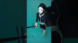 Girl Underwater Breathhold In 7M In Front Of Cave Door Shorts