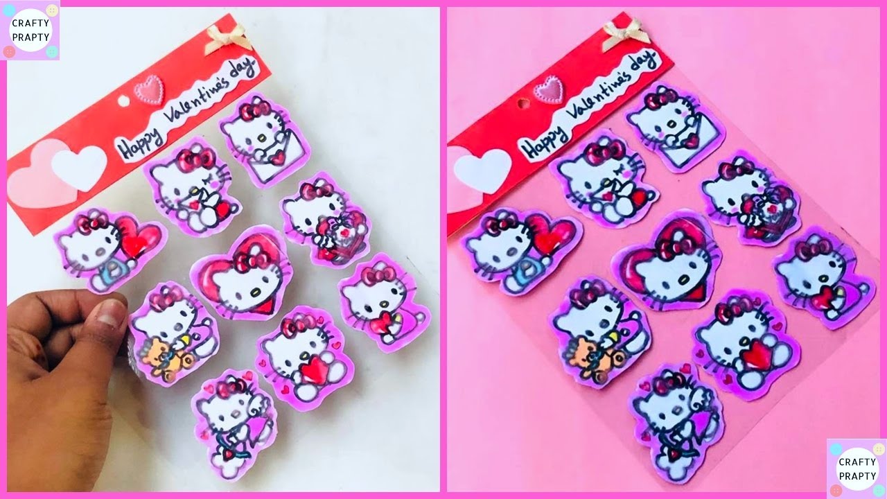 How to Make Your Own Stickers/ DIY Hello Kitty Sticker/ Stickers | How to stick Hello Kitty ...