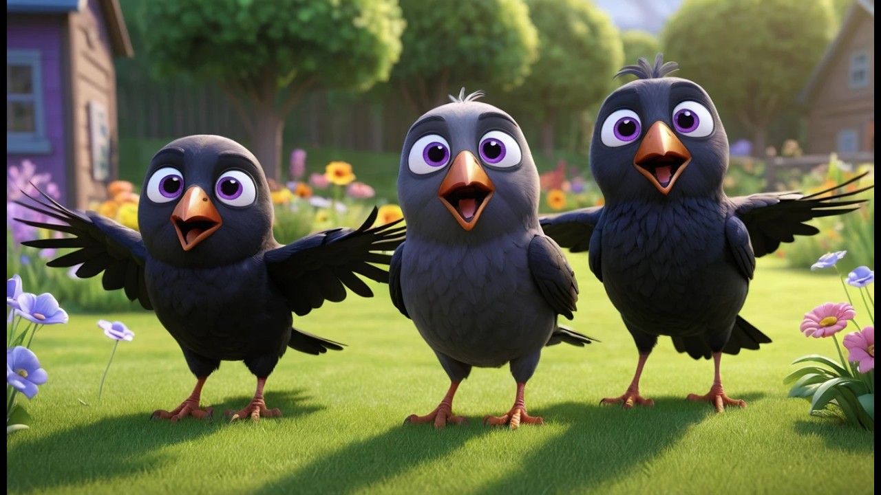 Fünf kleine Krähen krächzen, krächzen | Lustiges Vogellied & Zählen lernen