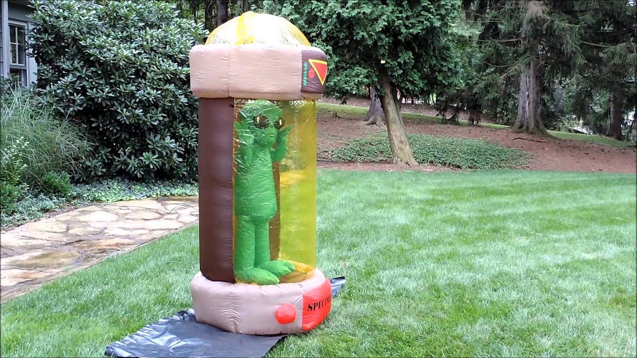 morbid airblown halloween inflatable lighted green alien in chamber 7 ft tall youtube