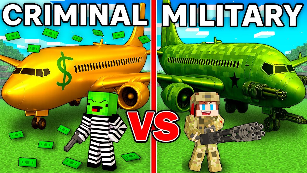 Mikey CRIMINAL vs JJ MILITARY Airplane Survival Battle in Minecraft - Maizen