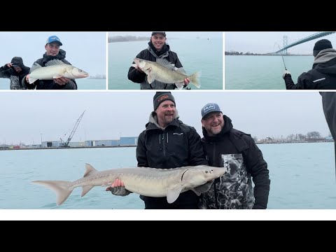 JIGGING FOR WALLEYES ON THE DETROIT RIVER! STURGEON LANDED! MARCH 2024