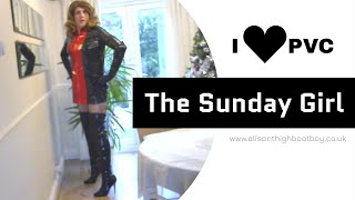 Red And Black Pvc Dress And Thigh Boots