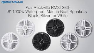 Rockville RMSTS80 8" 1000w Waterproof Marine Boat 2-Way Speakers in Black, White, and Silver