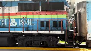 Tri Rail Cab Car 504 and the GP49s depart Miami Airport Station to return to the Yard
