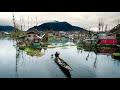 Kashmir village life of dal lake  srinagar  floating village and market